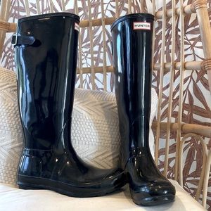 Women’s Talk Black adjustable gloss Rain boots